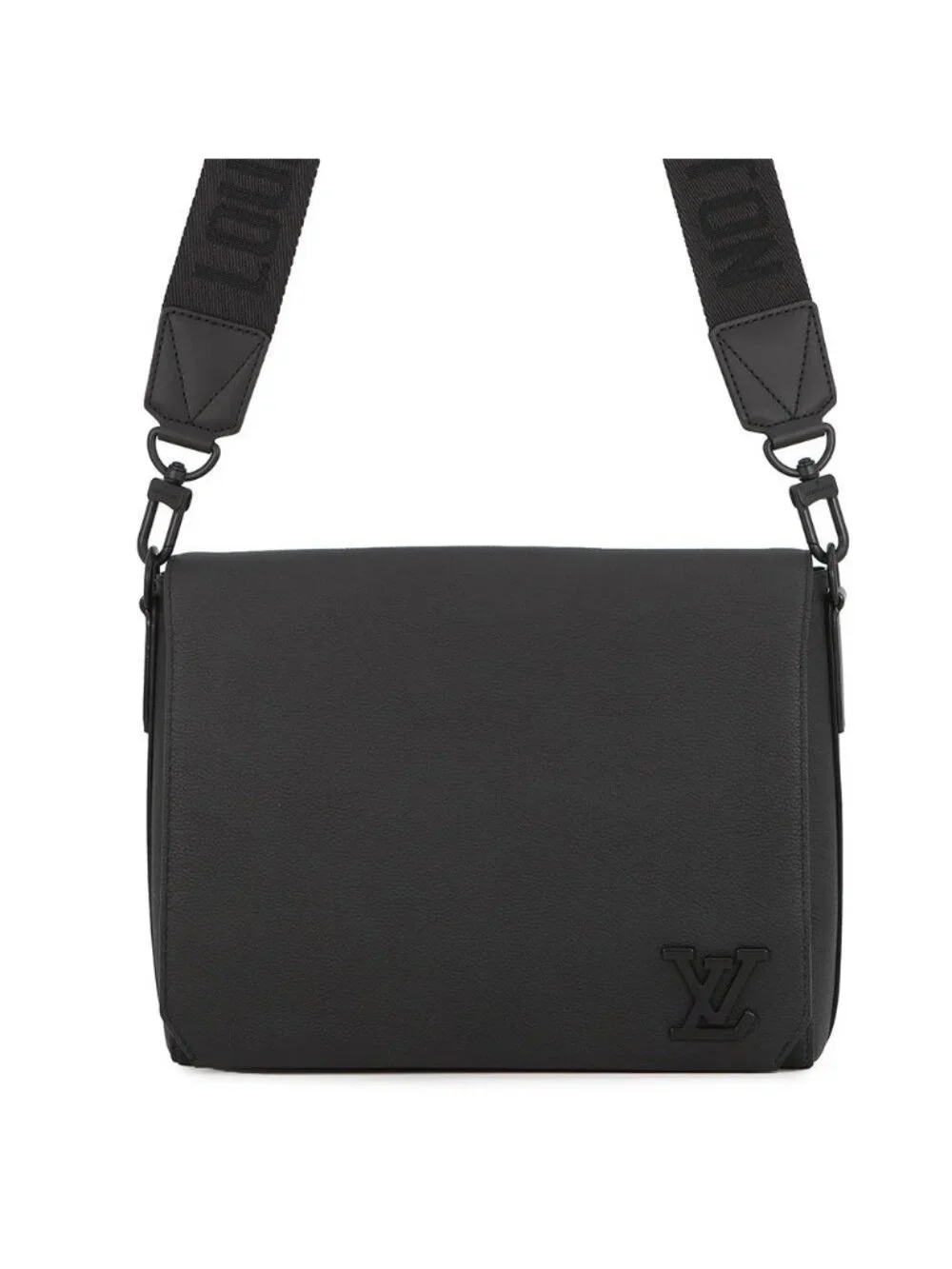 Louis Vuitton Shoulder Bag Gray Leather Takeoff Messenger Black